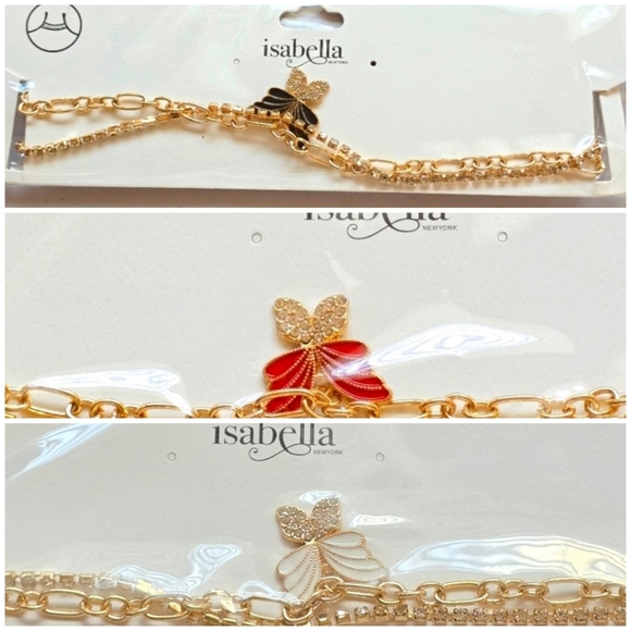 Isabella Double Necklace Chain Butterfly Charm NWOT - Picture 2 of 6